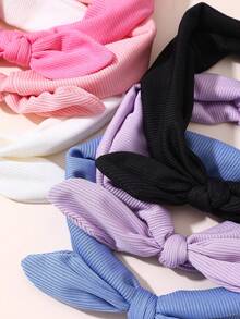 6pcs/Set Women's Minimalist Solid Color Hair Accessories, Rabbit Ear Headbands, Suitable For Daily Wear And Vacation In Spring/Summer Summer Beach Hair Bands - Multicolor - View 3