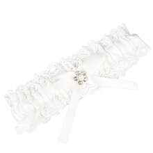 新娘花朵水晶吊袜带蕾丝性感腿链弹力吊袜带缎面蝴蝶结腿环婚礼派对配饰 - 彩色 - 查看 4