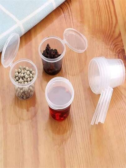 50/100pcs 20 Ml Value Disposable Sauce Cups With Lids, Small Plastic Jars For Sauces, Soups, Condiments, Samples And Paints