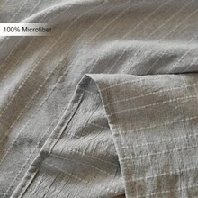 1件灰色阳离子提花竖条纹床单，简约现代风格，四季皆宜，柔软透气，可机洗 - 灰色 - 查看 5