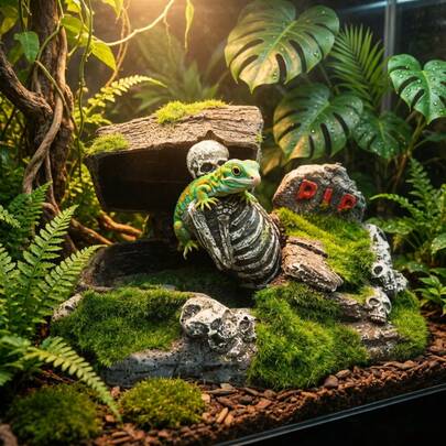 1pc Resin Flocked Skull Aquarium Decor - Fish Tank Decorations, Suitable For Small Fish And Reptiles, Interesting Aquarium Landscape Cave Series, Aquarium Decor | Aquarium Enhancement | Interesting Aquarium Supplies, Aquarium Accessories,Accessories For Bearded Dragon, Gecko, Snake