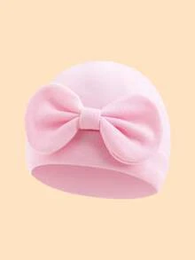 2pcs Baby Summer Lightweight Bow Decor Beanie Hats, Cute & Playful, Comfortable Breathable & Convenient For Hospital, Nursery, Outings, Suitable For 0-3 Months Infants, Multi-Color Options - Multicolor - View 7