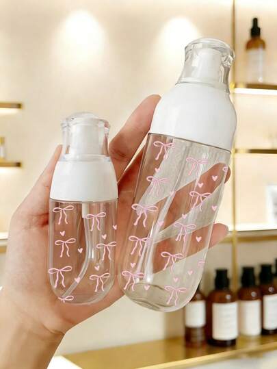 1pc 50/100/150ml Refillable Travel Bottle With Bow Design, Suitable For Cosmetics, Shampoo, Body Wash, Conditioner, Makeup Remover, Spray Bottle, Plant Mister, Great For Travel, Hairstyling, Cleaning, Moisturizing