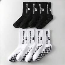 1/2/4/10pcs Men/Women Anti-Slip Grip Socks, Suitable For Sports Like Football, Basketball, Baseball, American Football, Cycling, Running, Hiking, Tennis, Skateboarding, Breathable Cushioned Professional Fitness Socks - Black and White - View 5
