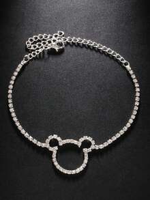 1pc Silver Rhinestone Anklet, Minimalist Fashion European And American Beach Foot Jewelry - Silver - View 5