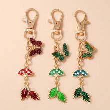 1个男女通用创意合金折叠扇，树叶蝴蝶钥匙扣，时尚简约蝴蝶包挂饰 - 彩色 - 查看 1