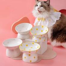shuo ni mao yi Pet Ceramic Bowl Mushroom Polka Dot Design Easy To Clean Ceramic Material Cat And Dog Eating Bowl Comes With Silicone Spoon Cat Bowl Dog Bowl Pet Eating Bowl As A Gift - 300ml - View 3