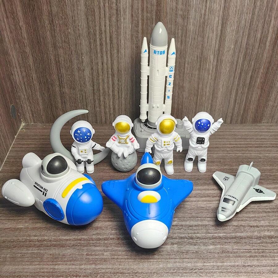 Rocket Spaceship Toy That Can Take Off, Press To Launch Rocket Spaceship Toy Car, Astronaut Figurine, Ideal Gift For Birthday Party