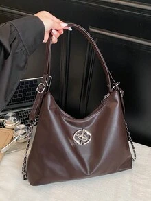 Nueva bolsa de tote de gran capacidad de moda, bolso de hombro casual de estilo coreano para mujeres - Café - Ver 12