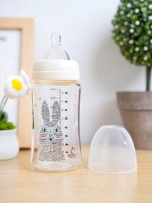 1pc Baby Wide-Mouth Glass Milk Bottle, Multiple Capacity, Anti-Colic, Suitable For Feeding Milk Powder - Multicolor - View 7