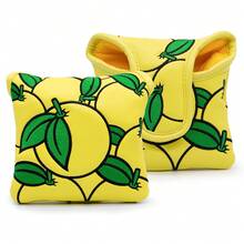1pc Orange Pattern Creative Design Golf Mallet Putter Cover, Exquisite Embroidered Citrus Pattern, Soft Velvet Interior Golf Club Head Cover - Multicolor - View 2