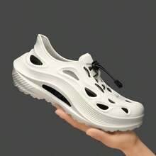 Men's Breathable Mesh Sandals, Summer Fashionable Non-Slip Thick EVA Sole Couple Casual Slippers - White - View 4