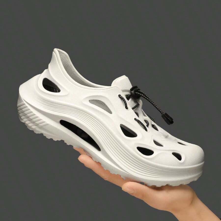 Men's Breathable Mesh Sandals, Summer Fashionable Non-Slip Thick EVA Sole Couple Casual Slippers - White - View 1