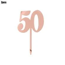 1pc/3pcs Minimalist Gold Acrylic Number 18 21 30 40 50 60 Anniversary Birthday Party Cake Topper - Multicolor - View 28