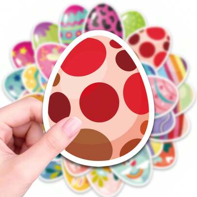 50 PCS Cute Easter Bunny Egg Stickers – Vibrant Vinyl Decals For Laptops, Water Bottles & Journals | Adorable Cartoon Bunny With Carrots & Hearts For Adults, Teens & Holiday Enthusiasts | Waterproof Stickers For DIY Crafts & Easter Decor