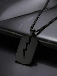 1件男士时尚螺栓吊坠项链 - 黑色 - 查看 3