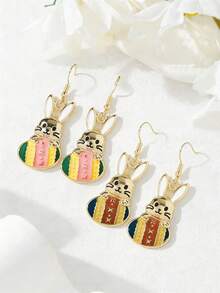 1 Pair Easter Egg Rabbit Dangle Earrings, Fashionable Enamel Rabbit & Egg Earrings Suitable For Women's Daily Wear, Parties, Holidays - Rabbit Earrings - View 6