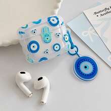 恶魔之眼设计，兼容苹果4蓝牙耳机盒，适用于Pro 3/Pro 2/Pro（不含耳机） - 藍色 - 查看 8