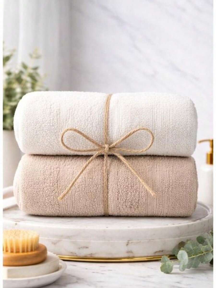Turkish Cotton Towel 2 Pieces, 50x90 Hand Towel, Soft Touch Towels, Luxury Bathroom Linens, Absorbent Cotton Towels. - White - View 1