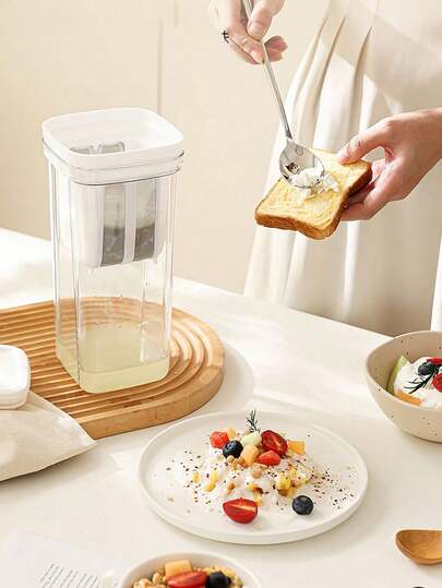 1pc Reusable Kitchen Strainer With Lid, Suitable For Making Cheese And Yogurt, Equipped With A Fine Mesh Filter Layer, Applicable For Homemade Filtering Of Cheese, Yogurt And Dairy Products