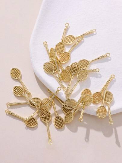 1pc/3pcs DIY Handmade Feather Badminton Racket Pendant Charm, Personalized Fashion Jewelry Making Semi-Finished Accessory, Can Be Made Into Earrings And Necklaces