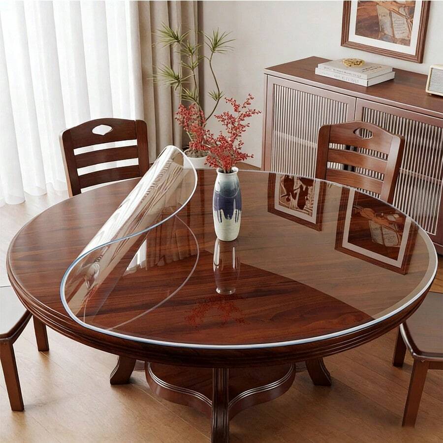 1.5mm Thick Transparent PVC Round Placemats, Soft Glass Material, Waterproof And Oil-Proof, Easy To Clean, Suitable For Kitchen And Dining Table