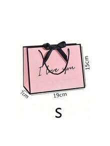 1pc "I Love You" Gift Bag, Paper Gift Bag, Lightweight Foldable Shopping Tote Bag, Perfect Gift Bag For Girlfriend, Boyfriend, Husband, Wife, Partner - Black & White Birthday Decor, Birthday Gift, Celebration Accessory, Decorated With Ribbon, Durable, Event Planning, Fashionable Packaging, Sturdy Material, Women Gift - Multicolor - View 17