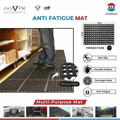 Non Slip 60 X40cm Heavy Duty Anti Fatigue Grass Mat Scraper Ring Entrance
