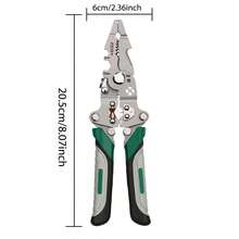 Multifunctional Electrician Pliers Foldable Wire Stripper Pulley Electrician Wire Splitter Winding Crimping Pliers Hand Tool - Green - View 7
