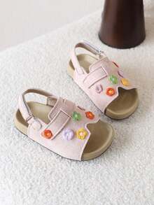1双夏季新款露趾碎花图案百搭女童凉鞋 - 粉色 - 查看 1