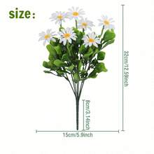 5pcs 32cm Artificial Chrysanthemum Flowers, Fake Floral Decor For Home, Wedding Decoration, Chrysanthemum Room Decor, Green Leaf Wreath Center Decor, UV-Resistant Artificial Ivy Wreath, Suitable For Wedding Arch, Wall Decor, Outdoor Party, Indoor & Outdoor UV Protection, Autumn Decoration - Multicolor - View 2