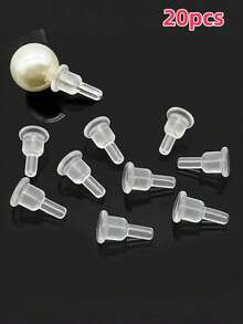 20pcs Hypoallergenic Silicone Earring Backs - Clear, Soft Full Coverage Stoppers For Studs & Hook Earrings - Multicolor - View 14