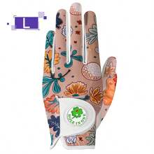 FINGER TEN 1pc Women's Golf Glove With Ball Marker, Left Hand, Breathable Soft Glove With Fashionable Leaf And Golf Ball Pattern, Enhances Stable Swing Performance, Comfortable Fit For Women's Hand - Orange - View 9