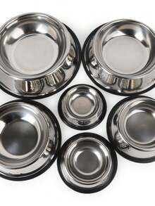 Tigelas de aço inoxidável para cães gatos Comedouro Bebedouro Inox Antiderrapante Para Cães e Gatos Resistente - Uma tigela - Visão 4