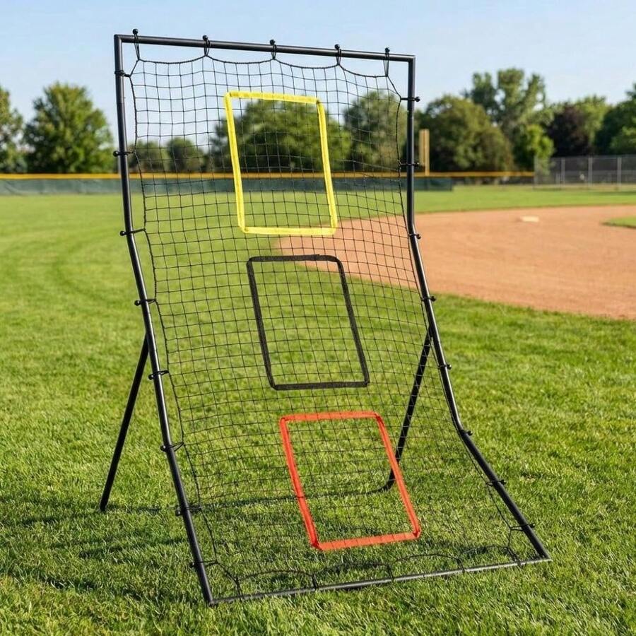 Studyset Baseball Practice Net, 6 Ft X 4 Ft Pitching & Fielding Rebounder With 3 Goal Zones, Softball Training Aid - Black - View 1