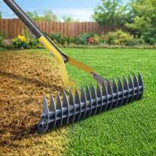 Thatch Rake For Lawn178cm Adjustable Lawn Thatching Rake For Garden Care Loosening Soil Raking Tools Heavy Duty Dethatcher With 38cm Wide Sharp Dethatching Blade For Dead Grass Removal Yard Cleaning  Vff - Black - View 8