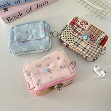 Corduroy Flip Cover Card Holder/Coin Purse, Multi-Function Leopard Print Organizer Pouch, Women's Portable Lipstick & Cosmetic Bag, Can Store Various Small Items - Multicolor - View 7