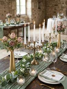 1件/1套婚礼装饰套装，浪漫森林风格，包含烛台/蜡烛/花瓶/桌旗/人造花卉摆设，一应俱全，适用于婚礼/派对/餐桌/宴会/仪式/生日派对/客厅/桌面装饰 - 多款式 - 查看 4