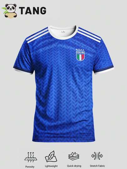 Camiseta de fútbol para el hogar de Italia talla 25/26 para hombres, camiseta deportiva cómoda de cuello redondo, camiseta de fútbol suave y ligera, adecuada para partidos, entrenamientos, uso casual y vacaciones, regalo