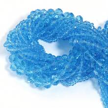 1pc Transparent Lake Blue Faceted Abacus Crystal Glass Beads, 3/4/6/8/10mm, Fashion Casual Versatile Jewelry Making DIY Spacer Beads For Multilayer Bracelet Necklace Pendant Decoration Accessories Wholesale - Lake Blue - View 4