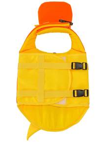 Dog Life Jacket Cute Shark Costume , High Buoyancy Safety Jacket With Rescue Handle For Summer Beach Days 1pc - Orange - View 7