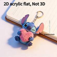 2D Graphic Design, Stitch Holding Heart Acrylic Keychain, 3D High-Definition Printing, Durable. Suitable For Car Keys, Backpacks, Wallets, Etc., And Also A Great Gift. Can Be Used As Furniture Decor And Home Decoration. Perfect Gift For Valentine's Day, Ramadan, Holidays And Daily Use. Keychain Accessory, Fun And Interesting. - Multicolor - View 2