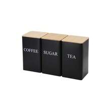 1/3pcs Tin Storage Canisters With Bamboo Lids - Moisture-Proof Airtight Kitchen Containers, Suitable For Coffee, Tea And Sugar - Easy-To-Reach Countertop Storage Rack - Black/White, Optional Tray - Multicolor - View 12