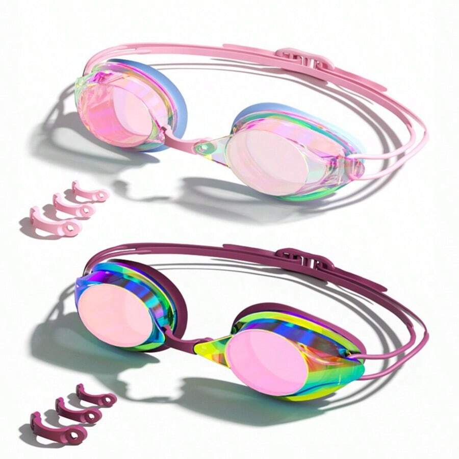 Gafas de natación profesionales de alta definición, resistentes al agua, antivaho y anti-UV, con marco pequeño para carreras y entrenamiento - Multicolor - Ver 1