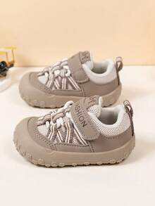 Infant Sports Shoes, Breathable Soft Sole Anti-Slip Toddler Shoes, Convenient Hook And Loop Design - Khaki - View 4