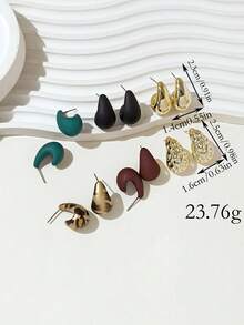 LADYCOCO 6 Pairs/Set Fashionable Cute Multi-Color Teardrop Earrings Set, Suitable For Women's Daily Wear - Multicolor - View 2