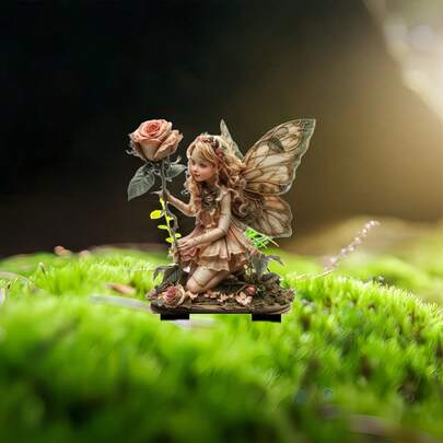 仙女女孩系列花园庭院装饰，防水耐用2D亚克力地插道具