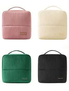 New Fashion Corduroy Large Capacity Cosmetic Bag, Portable Handheld Travel Organizer Bag For Cosmetics And Toiletries, Daily, Commute, Vacation, Dorm Essential For Women - View 4