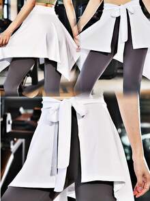 瑜伽裙防走光连体速干健身运动裙，系带舞蹈裙，芭蕾舞裙罩衫 - 彩色 - 查看 8