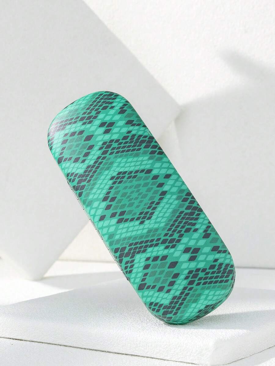1pc Green Snake Skin Print Decorative Portable Scratch-Resistant Eyeglass Case With Durable Protection, Perfect For Daily Wear And Travel, Stylish Accessory For Fashion-Forward Girls And Women, Lightweight Hard Shell Design, Elegant Snake Pattern Storage Solution, Ideal Gift For Eyewear Organization - Green-167 - View 1